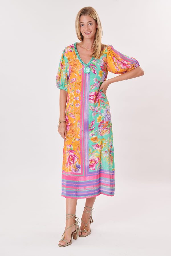 Robe longue imprimée col V TARTAN - Image 2