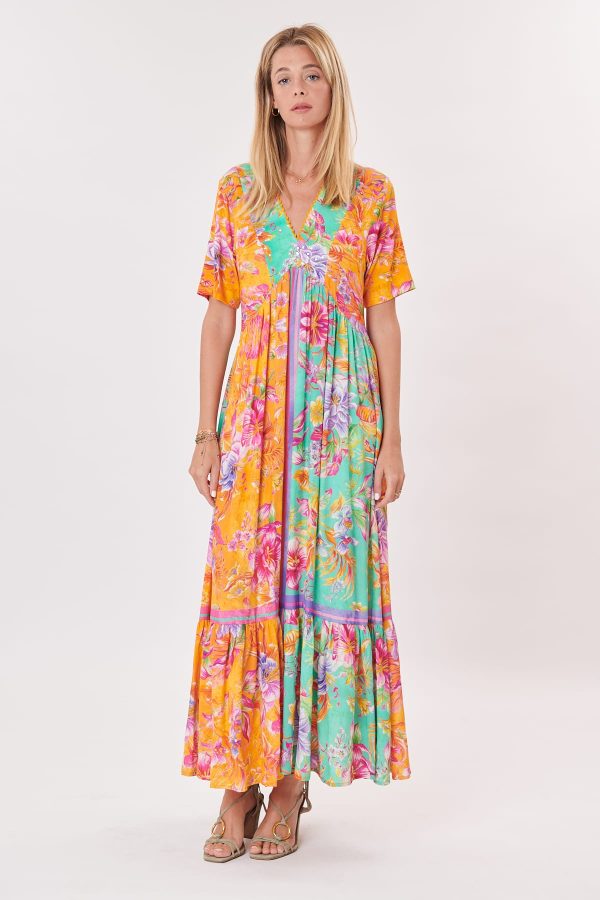 Robe longue imprimé col en V TAMNARASSET