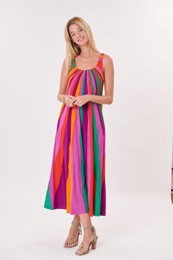 Robe longue droite imprimée sans manches TAPIR