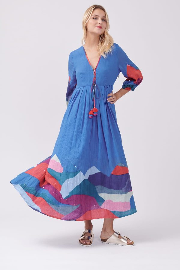 Robe longue imprimée abstrait avec sequins THEATRAL