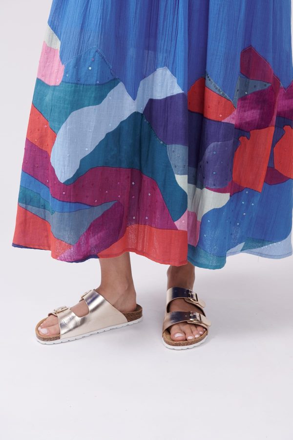 Robe longue imprimée abstrait avec sequins THEATRAL - Image 5