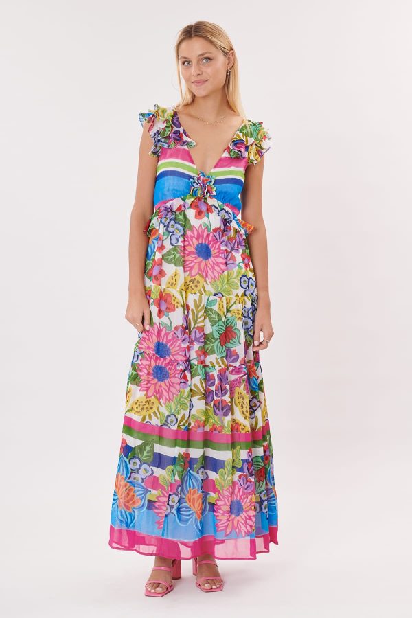 Robe longue imprimée à bretelles et dos nu TRESSE