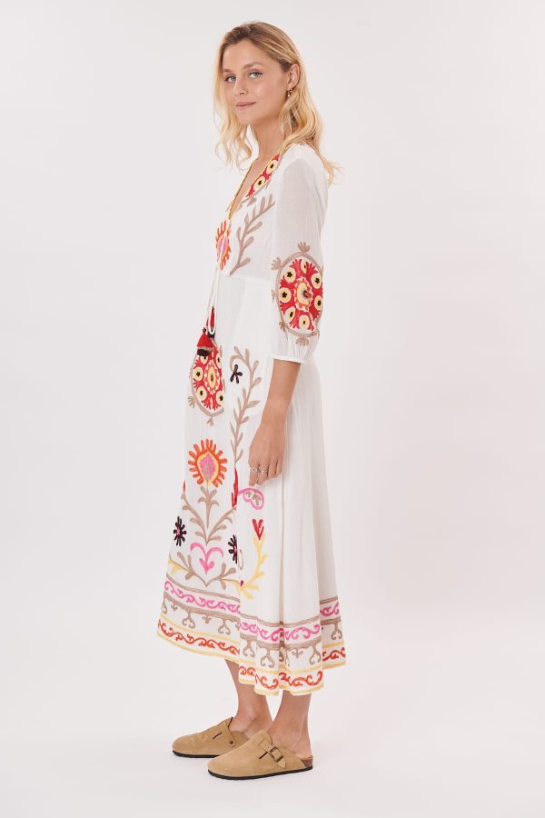 Robe longue unie avec des broderies colorée SARBACANE - Image 2