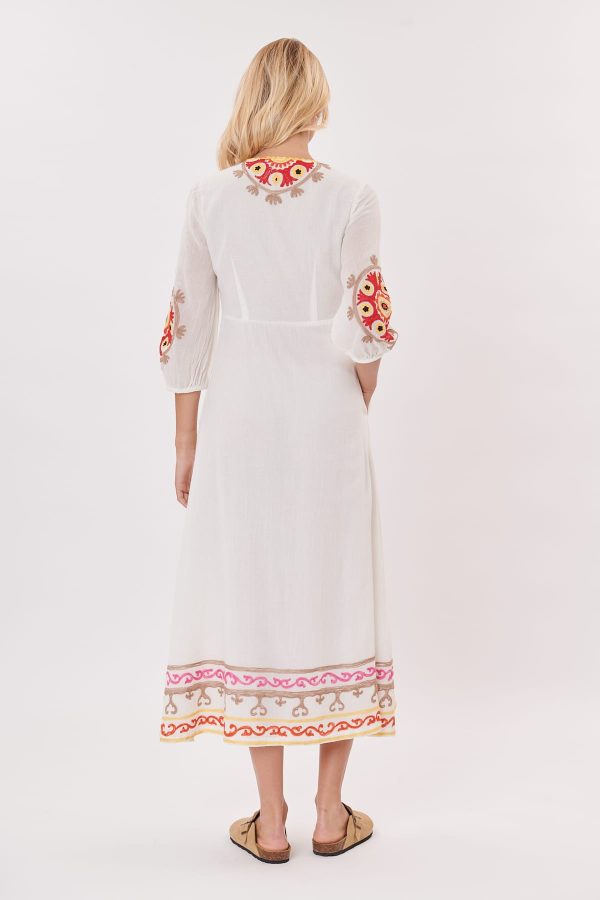 Robe longue unie avec des broderies colorée SARBACANE - Image 3