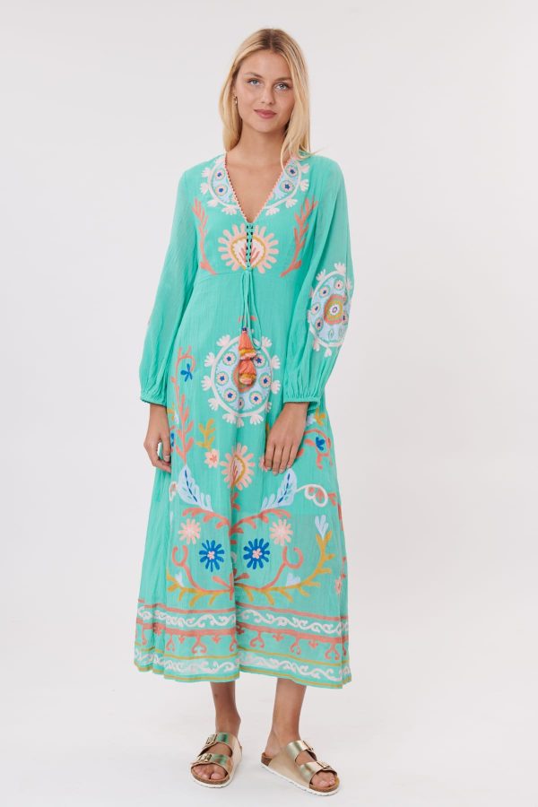 Robe longue unie avec des broderies colorée SARBACANE - Image 5
