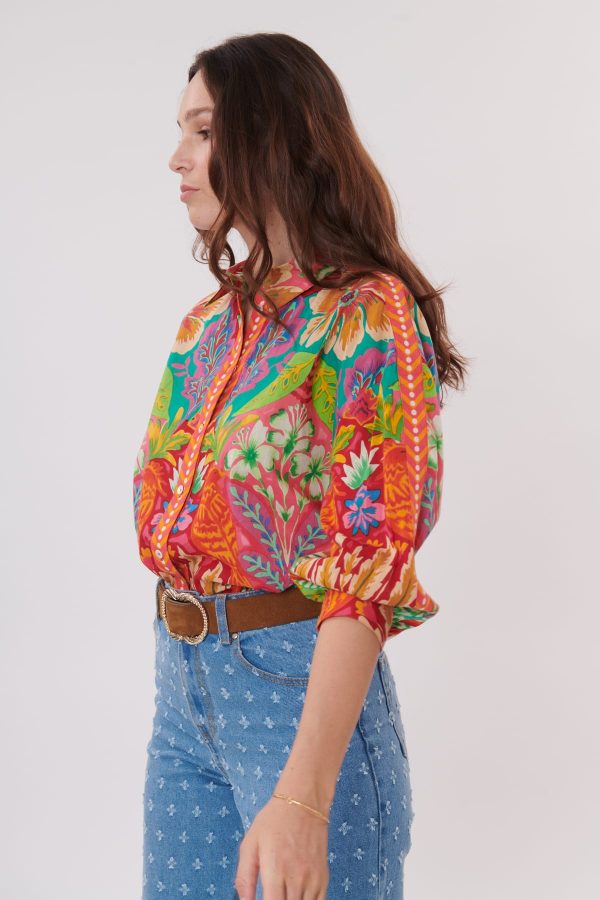 Chemise imprimée en coton manches 3/4 REGLISSE - Image 3