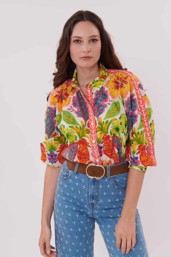 Chemise imprimée en coton manches 3/4 REGLISSE - Image 6