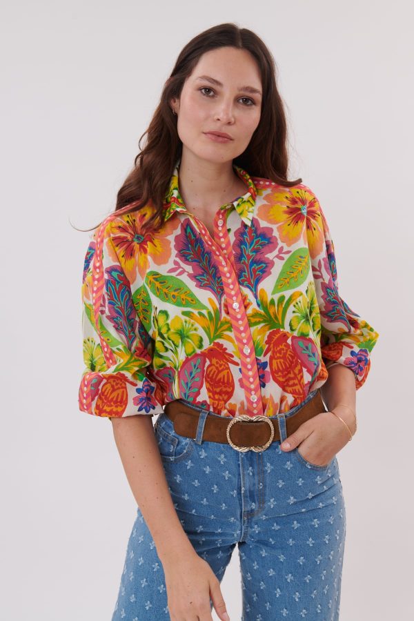 Chemise imprimée en coton manches 3/4 REGLISSE - Image 7