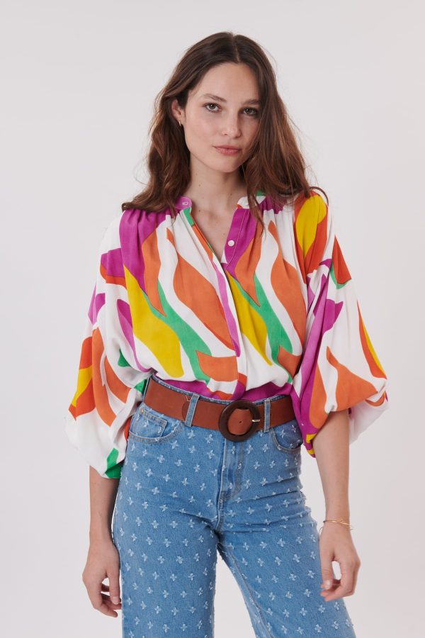 Blouse ample imprimée manches larges 3/4 RESPECT