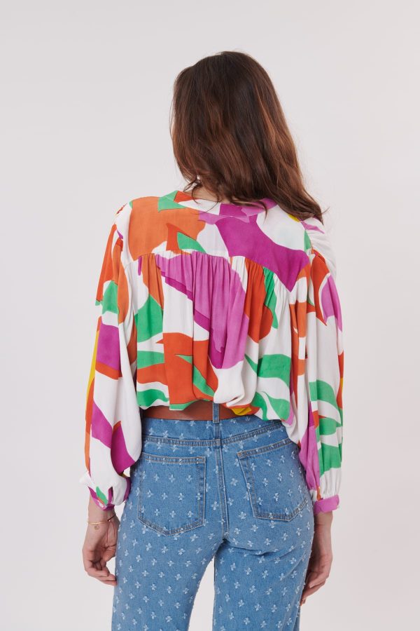 Blouse ample imprimée manches larges 3/4 RESPECT - Image 3