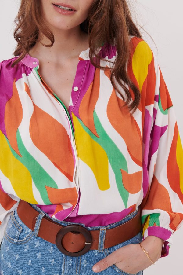 Blouse ample imprimée manches larges 3/4 RESPECT - Image 4
