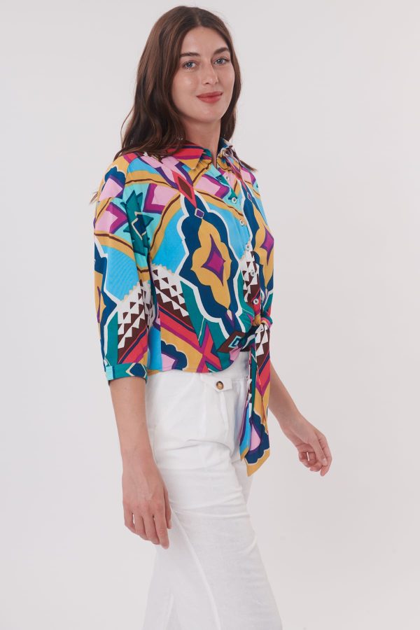 Chemise courte imprimée manches 3/4 REX - Image 2