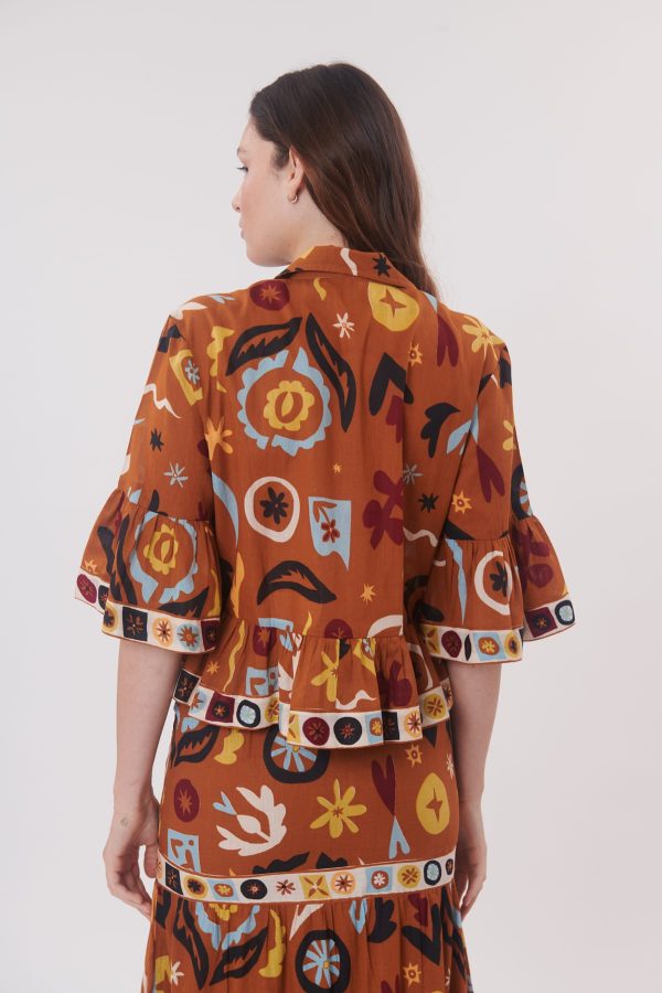 Chemise imprimée manches courtes et volants RHODES - Image 3