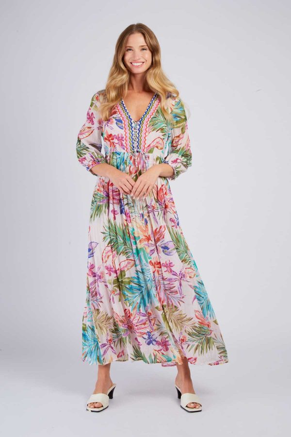 Robe longue fluide imprimée PIVOINE