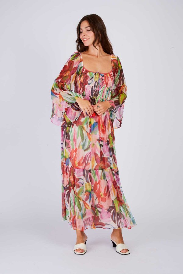 Robe longue imprimé fleurie PULCHERIE