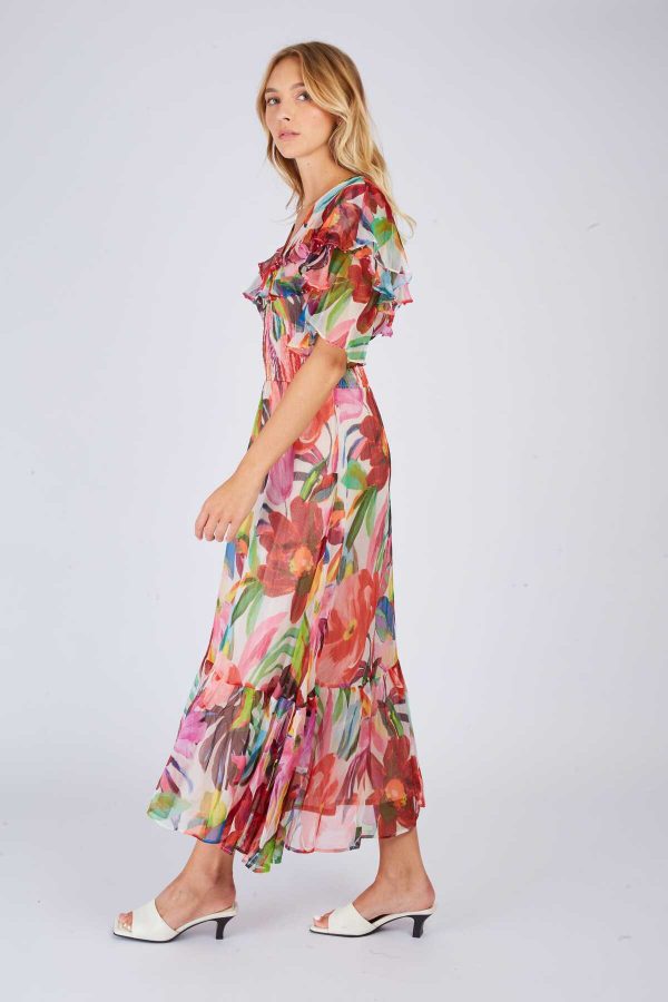 Robe longue à volant imprimée PISTOIA - Image 2