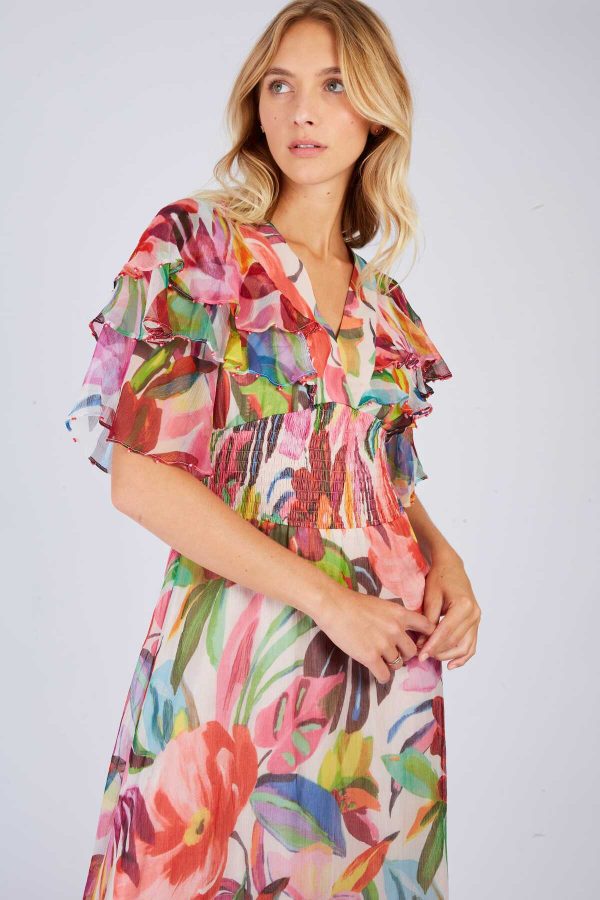Robe longue à volant imprimée PISTOIA - Image 4