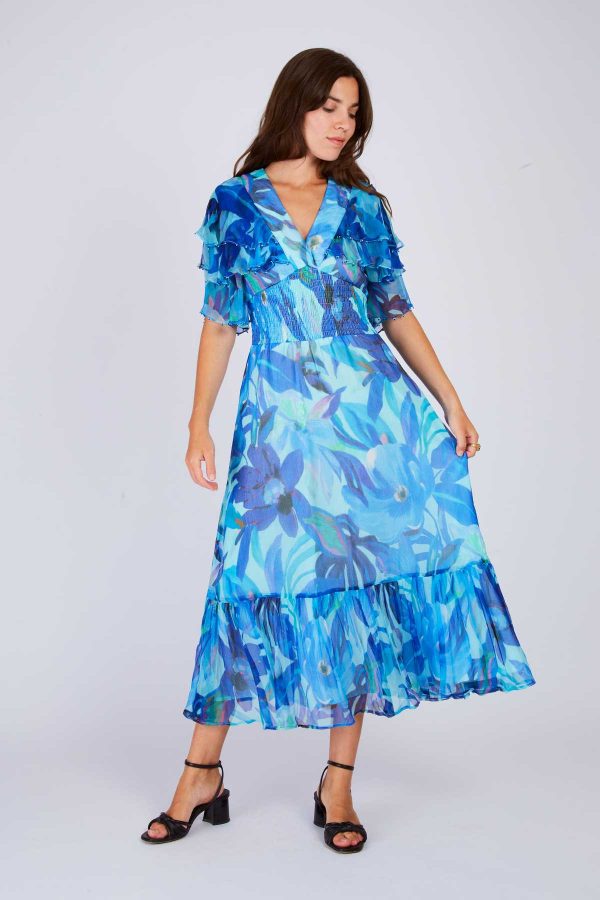 Robe longue à volant imprimée PISTOIA - Image 7