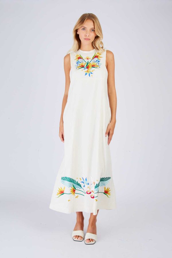 Robe longue brodée CARDAMONE